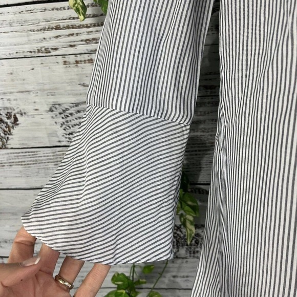 Jones New York Tunic Blouse sz Small Black White Striped Sailor Nautical Cruise - Picture 8 of 12
